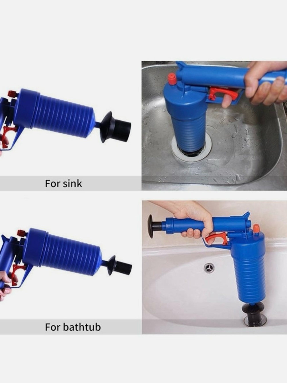 Dredge Pipe/Handheld Sink, Toilet & Tub Pressure Plunger w Trigger Pump